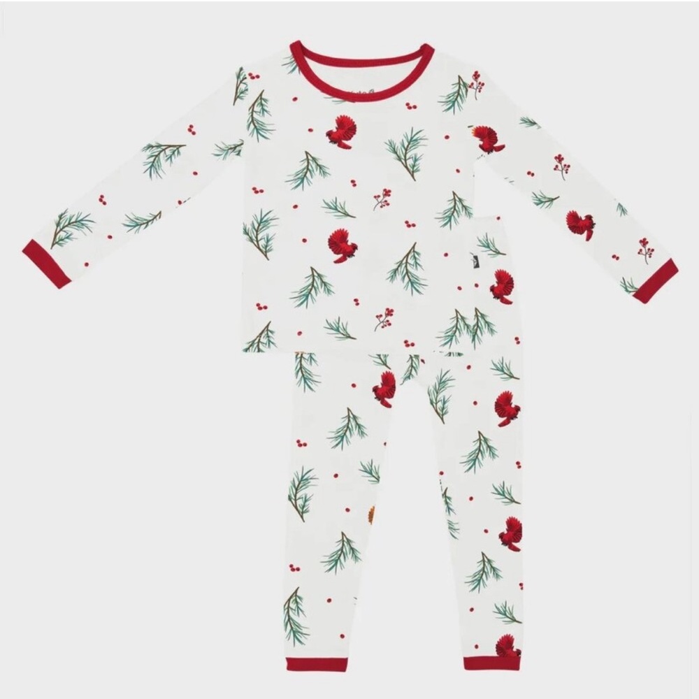 Kyte BABY Winterberry Pajama Set Cardinal- stains- see description